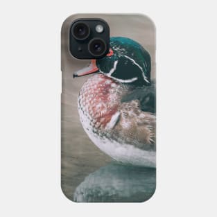 Autumn Wood Duck Swimming in a Pond Photograph Phone Case