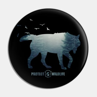 Protect Wildlife - Nature - Wolf Silhouette Pin