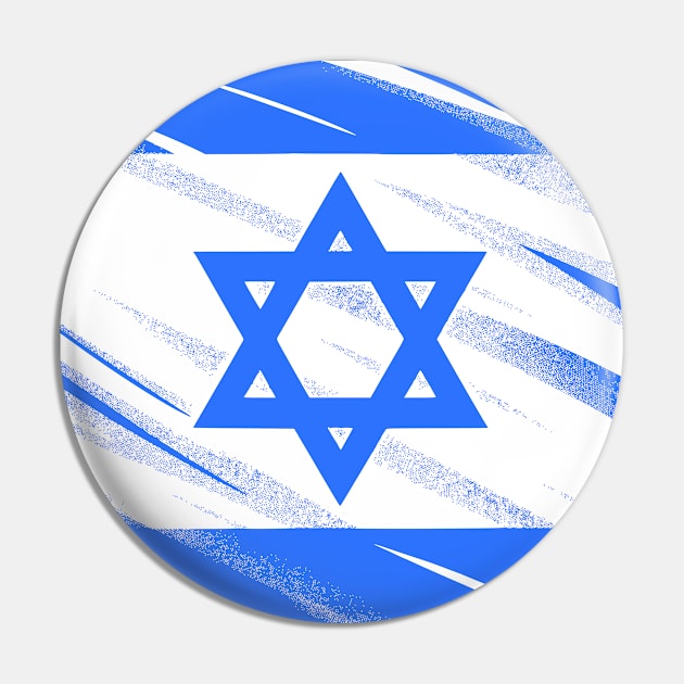 Flag of Israel grunge style Pin by Mey Designs