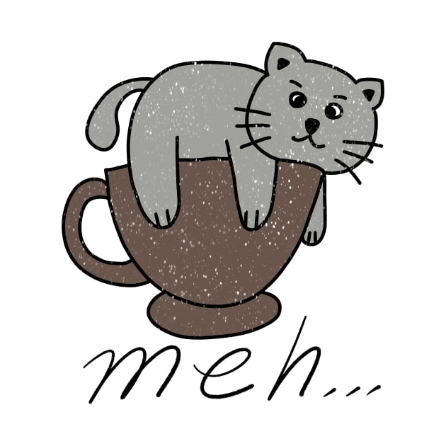 Meh Cat, Bored Cat on a cup by PlantsAndCats