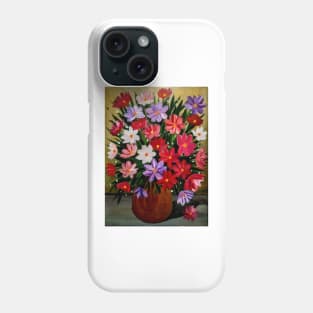 A beautiful bouquet of mixed flowers in a gold vase Phone Case