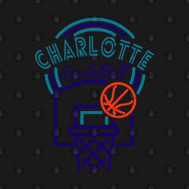 Neon Charlotte Basketball by MulletHappens