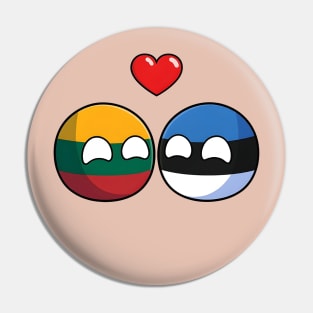 Lithuania and Estonia Countryball Saint Valentine's day Pin