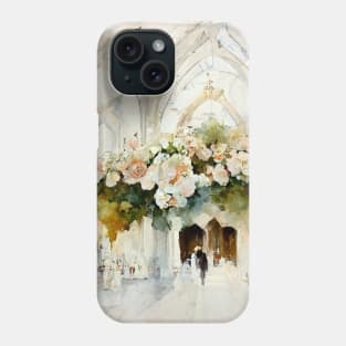 Wedding Watercolor Cathedral with Roses Phone Case