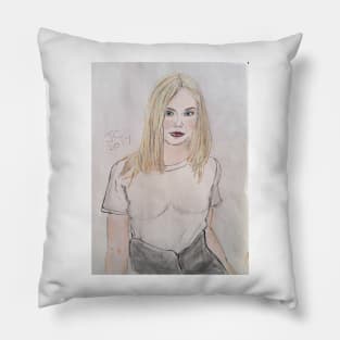 Elle Fanning Watercolor Pillow