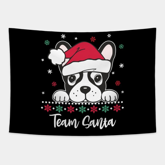 Team Santa Christmas Frenchie Tapestry by FloraLi