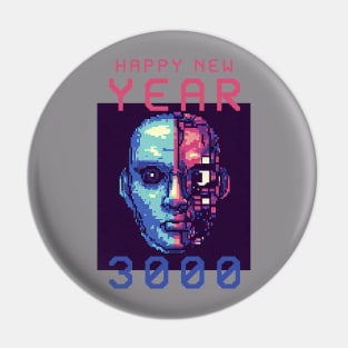 Happy new year 3000 futuristic pixel art Pin