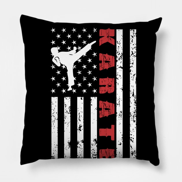 Karate Cobra American Flag Pillow by Pannolinno