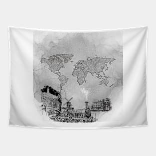 Retro World Tapestry