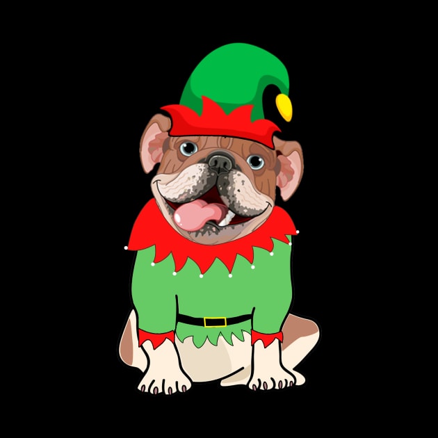 Bulldog In Elf Costume Christmas by Danielsmfbb