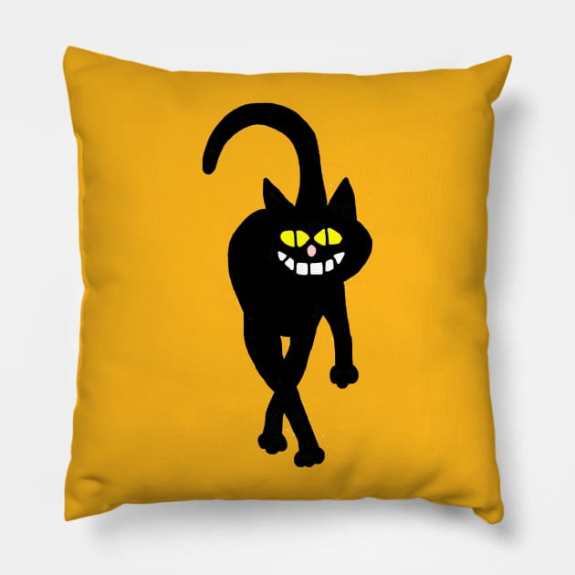 Smiling Black Cat Pillow by imphavok