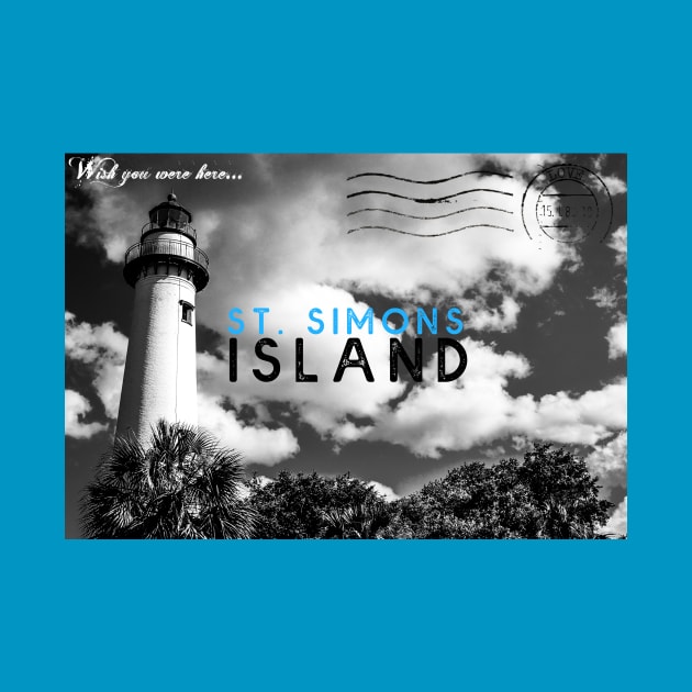 St. Simons Island Postcard b&w by Jeff Allyn Szwast