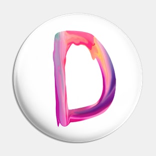 Letter D In Vibrant Watercolor Pin