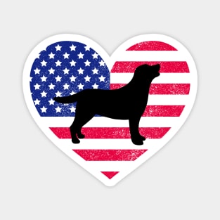 Black Labrador Retriever and Stars and Stripes Magnet