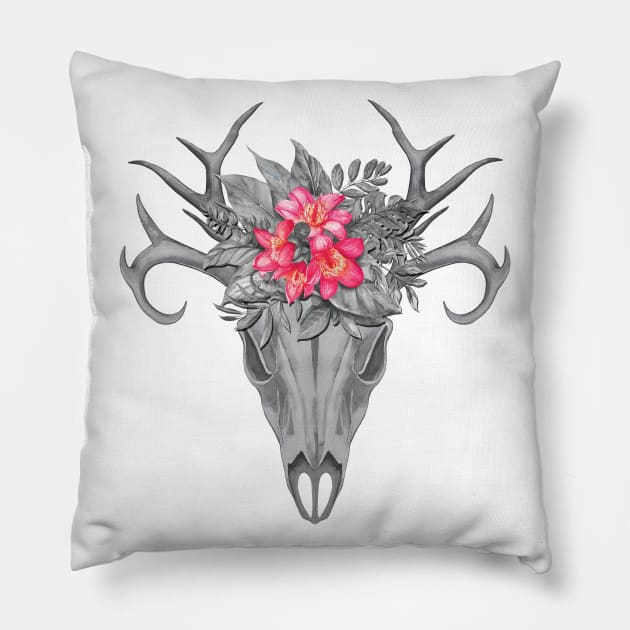 💗🖤 Red and black boho skull Pillow by FK-UK