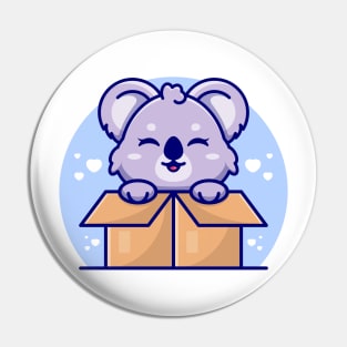 Happy cute koala in paper box Pin