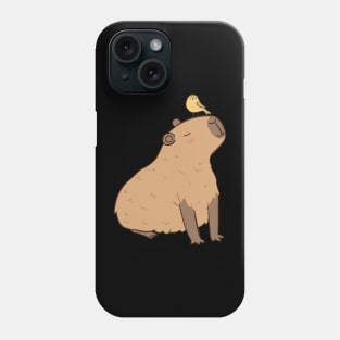 Cute capybara illustration with a bird friend Phone Case