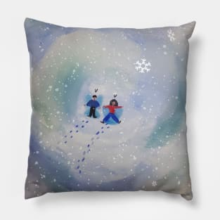 Snow Angels Illustration Pillow