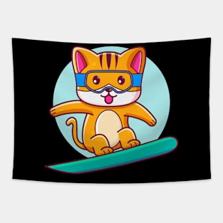 Cute Cat Snowboard Tapestry