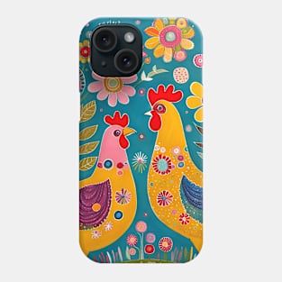 Two Painted Chickens Phone Case