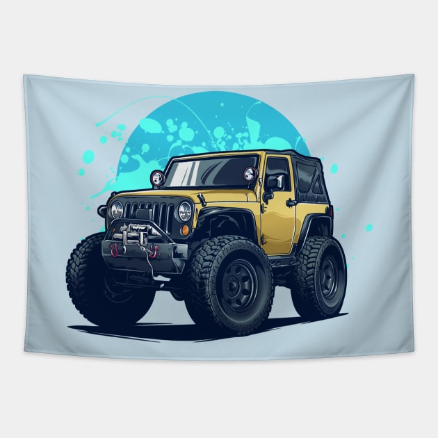 Strenght Offroad Truck Tapestry by Aiqkids Design