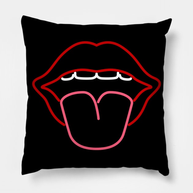 Cool Outstretched Party Tongue Funny Ironic Gift Pillow by peter2art