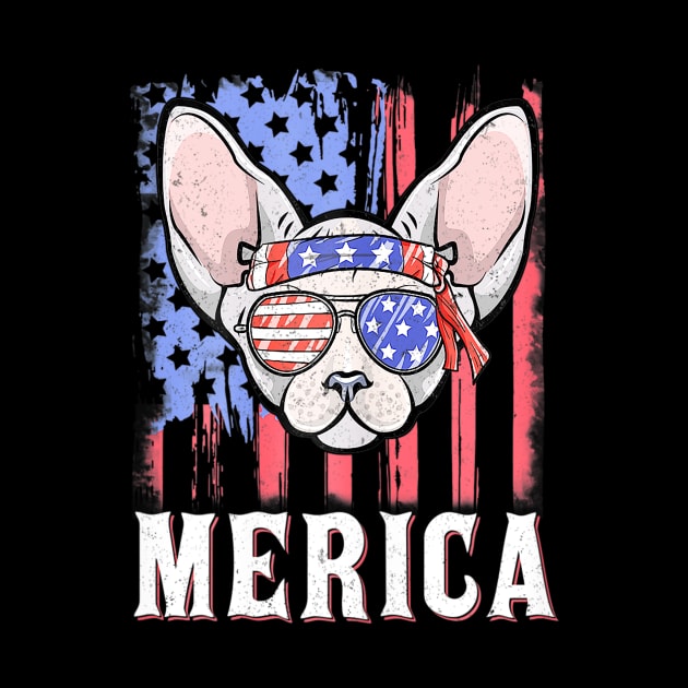 Merica Sphynx Cat American Flag Sunglasses Patriotic by Jannysingle