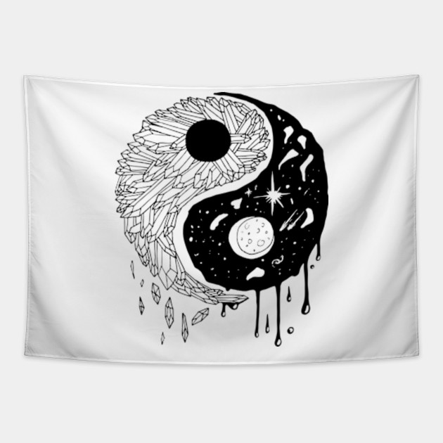 Yin Yang Crystals And The Night Sky Yin Yang Tapestry Teepublic