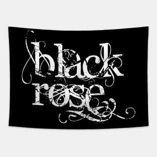 Black Rose Typography Tapestry