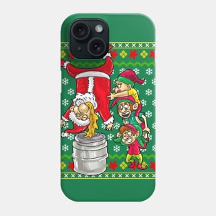 Santa Claus Elf Beer Keg Stand Ugly Christmas Sweater Phone Case