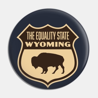 The Equality State Wyoming Retro Buffalo Shield (Brown) Pin