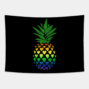 LGBT Pride Hearts Filled Pineapple Tapestry