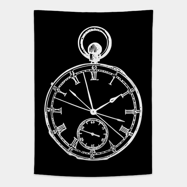 White Vintage Pocket Watch Tapestry by Vintage Boutique