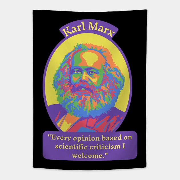 Karl Marx Portrait and Quote Tapestry by Left Of Center