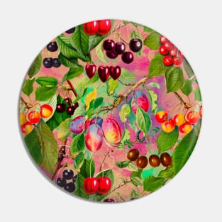 Exotic tropical floral leaves and fruits, botanical pattern, tropical plants, Blush rose pink fruit pattern over a Pin