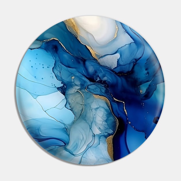 Blue Moon - Abstract Alcohol Ink Art Pin by inkvestor