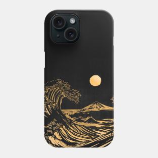 Hokusai wave gold line Phone Case