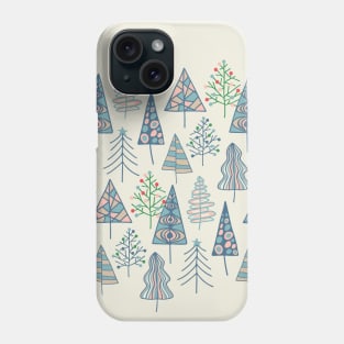 CHRISTMAS TREES Doodle Xmas Winter Hygge Holidays - UnBlink Studio by Jackie Tahara Phone Case