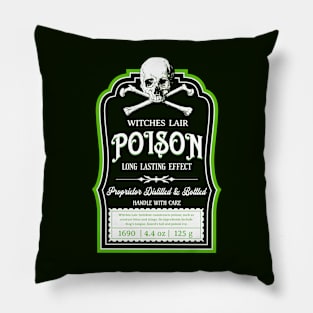 Skull and Bones Poison Label Pillow