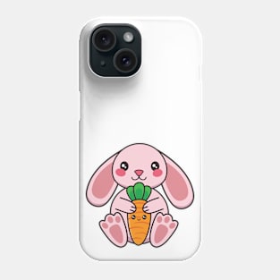 Cute Pink Easter Bunny With Carrot Phone Case