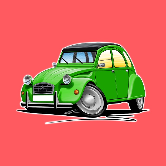 Citroen 2CV Green Classic Car Art by y30man5