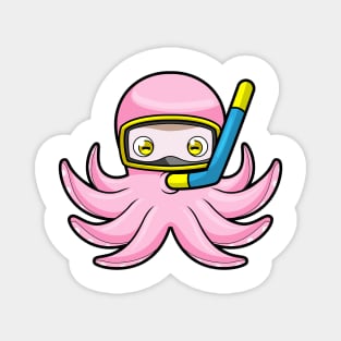 Octopus at Diving with Snorkel & Swimming goggles Magnet