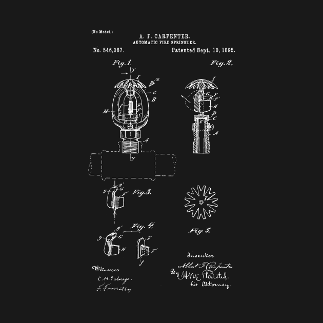 Automatic Fire Sprinkler patent 1895 fire Alarm and Fireman Gift by Anodyle