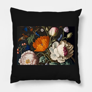 Floral Garden Botanical Print with flowers Pillow