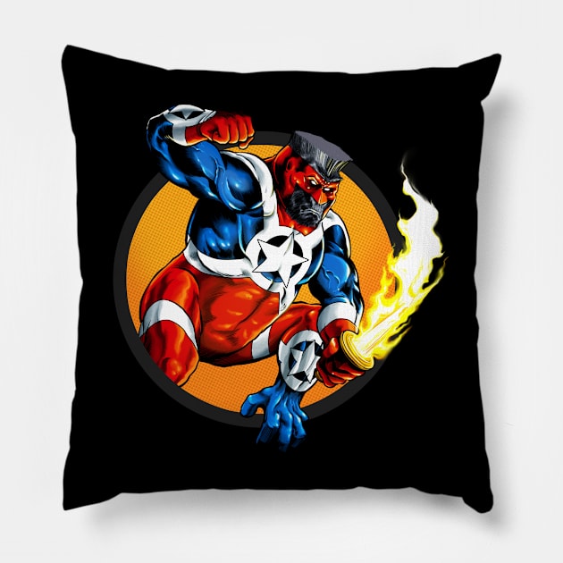 Super Patriape Pillow by ThirteenthFloor