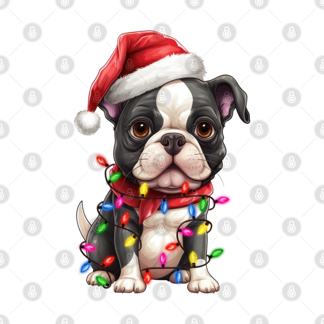 Christmas Boston Terrier by Chromatic Fusion Studio