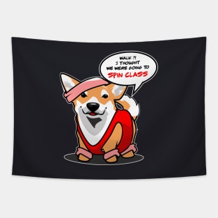 Mini Corgi Spin Class Tapestry