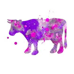 Purple Cow Watercolor Painting T-Shirt