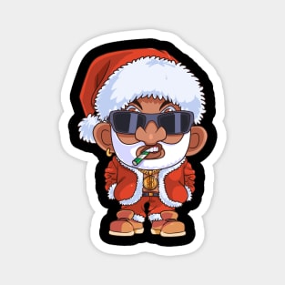 Black Santa Claus Gangster Christmas Magnet