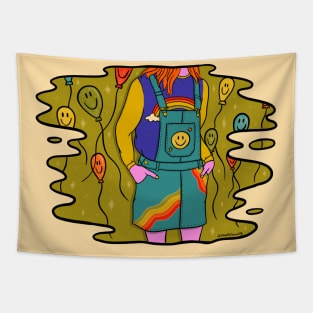 Girl with Balloons Tapestry